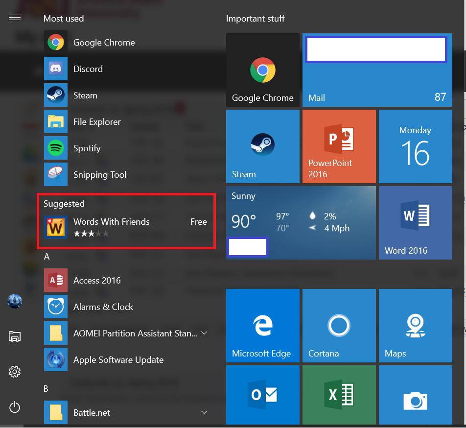 Windows 10 has ads in the start menu